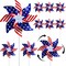 10 Pcs Patriotic Pinwheels for Yard & Garden - Red White and Blue American Flag Wind Spinners for 4th of July, Independence Day Decorations, Bird Deterrent Devices for Outdoor Decor & Parades